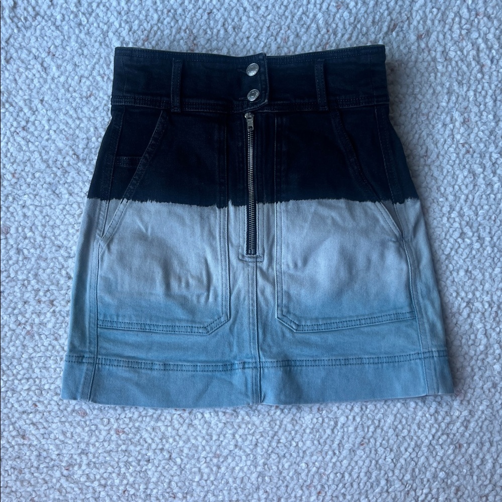 Zadig & Voltaire Jima Denim Ombre Deep Tie Dye High Waist Straight Mini Skirt XS - Picture 2 of 6